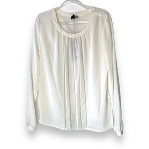 Armani Jeans Blouse White Longsleeve Crew Neck Silver Glitter Designer Sze 8 NWT